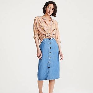 Lou & Grey Midi Chambray Skirt